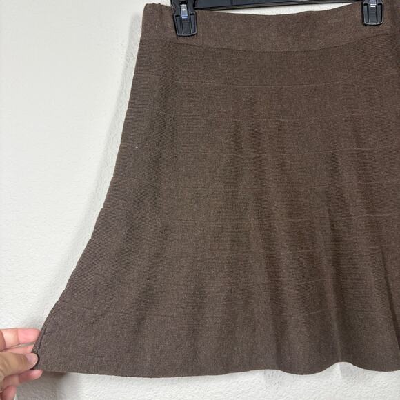 Max Studio Size Medium Knit Fit & Flare Skirt Brown Cotton Rayon Blend Pull On - Picture 2 of 6